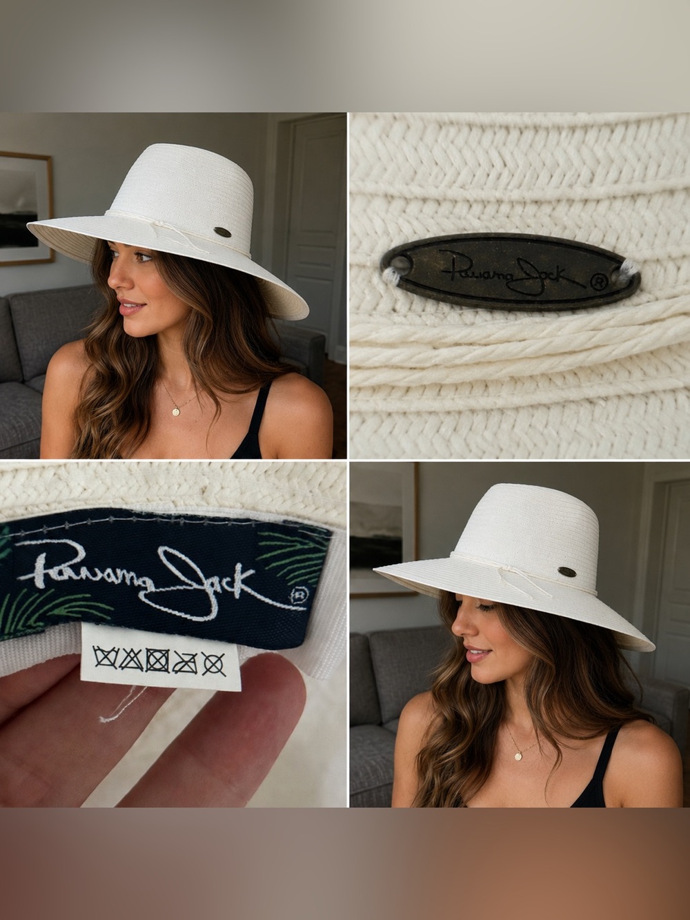 Panama‎ Jack White Straw Sun Hat with Braided Band